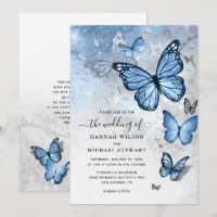 Casamento de Borboleta Azul com Silver Dusty Elega