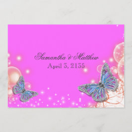 Convite Casamento de borboleta azul rosa