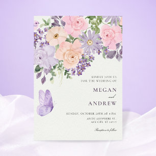 Convite Casamento de borboleta floral