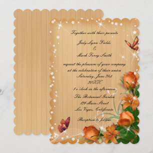Convite Casamento de Borboleta Floral de Madeira Rústica
