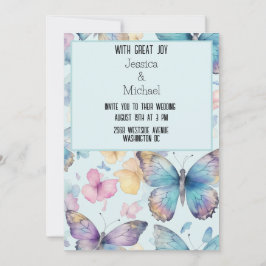 Convite Casamento de Borboletas Azuis Whimsical