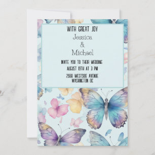 Convite Casamento de Borboletas Azuis Whimsical