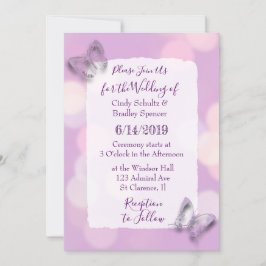 Convite Casamento de Borboletas da Lavanda bonito