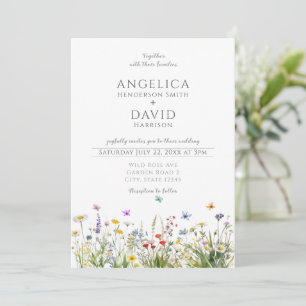 Convite Casamento de Borboletas de Flores Selvagens Whimsi