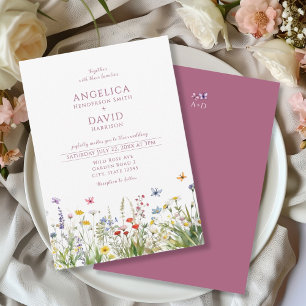 Convite Casamento de Borboletas de Flores Selvagens Whimsi