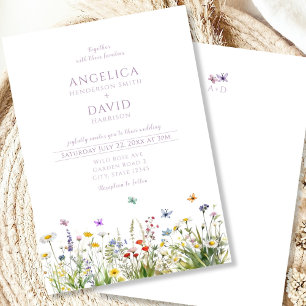Convite Casamento de Borboletas de Flores Selvagens Whimsi