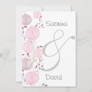 Convite Casamento de Borboletas e Chrysanthemum Rosa