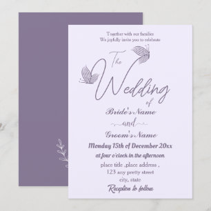 Convite Casamento de borboletas elegantes românticas
