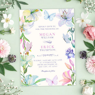 Convite Casamento de borboletas florais estéticas