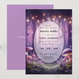 Convite Casamento de Borboletas Roxas e Céus Ingleses