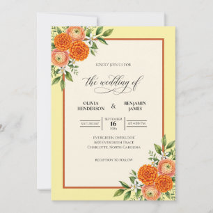 Convite Casamento de Borbolete Ranunculus com Creme de Man