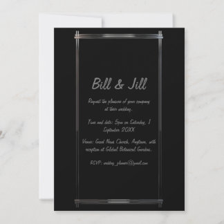 Convite Casamento de Borda Chrome Deco em Preto Elegante