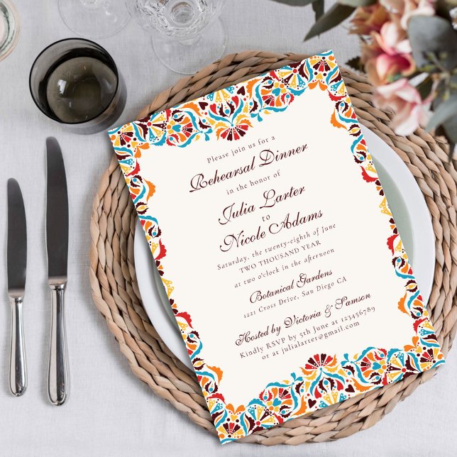 Convite Casamento de Borda com Estilo Floral de Marfim, Lu (Criador carregado)