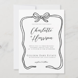 Convite Casamento de Borda de Fita com Script Whimsical