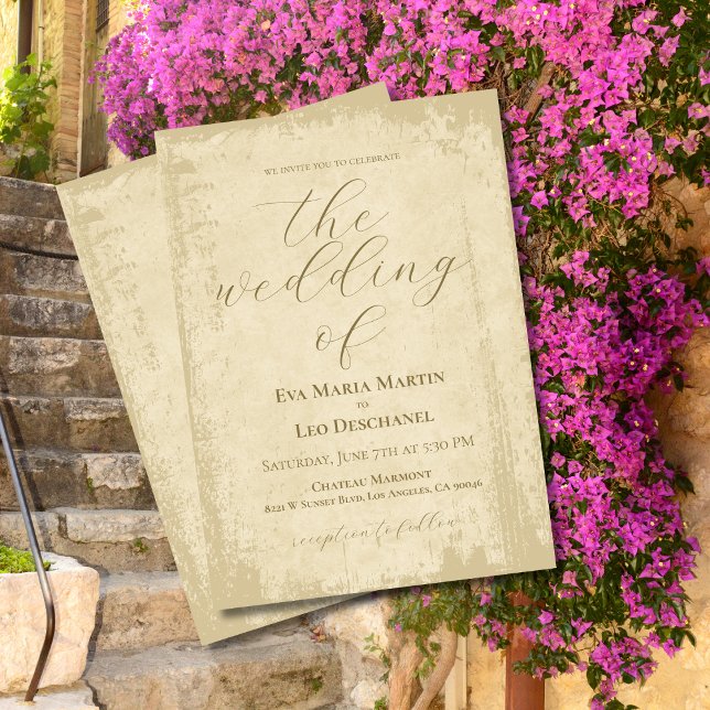 Convite Casamento de Borda de Grunge Esbranquiçada Elegant (Criador carregado)