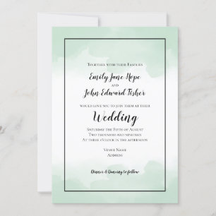 Convite Casamento de Borda de Summery Mint Green