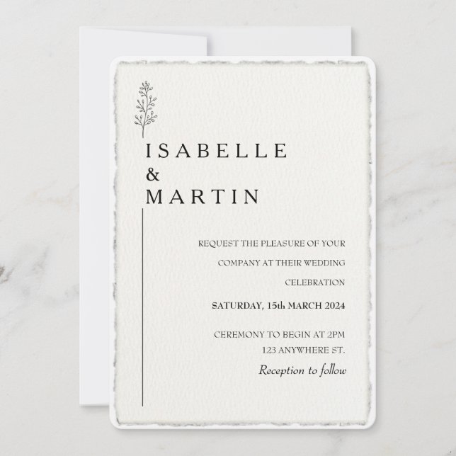 Convite Casamento de Borda Desenrolado com Script de Mão-A (Frente)