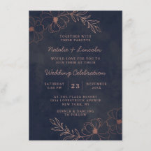 Casamento de Borda Floral Chic Azul e Rosa Dourado