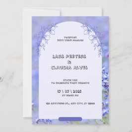 Convite Casamento de Borda Floral de Vintage Moderna e Púr