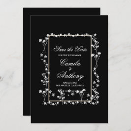 Convite Casamento de Borda Floral Negra
