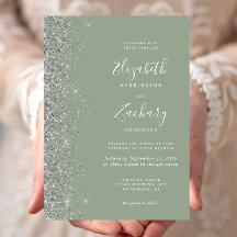 Casamento de Borda Glitter Verde do Modern Sage