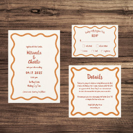 Convite Casamento de Borda ondulada branca com manuscrito 