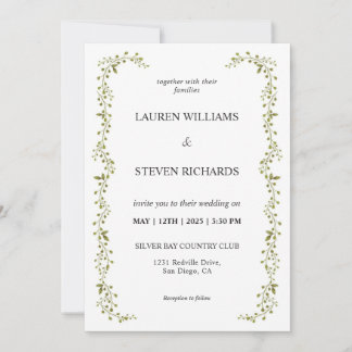 Convite Casamento de Borda Verde Branco Personalizado