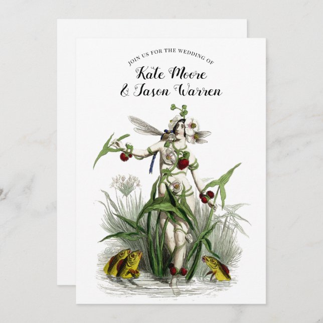 Convite Casamento de Borgonha de Jardim Encantado (Frente/Verso)