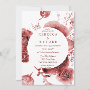 Convite Casamento de Borgonha e Encantamento Branco