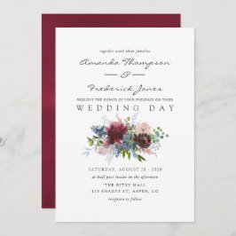 Convite Casamento de Borgonha e Marinho