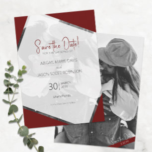 Convite Casamento de Borgonha Minimalista Moderno Salve a