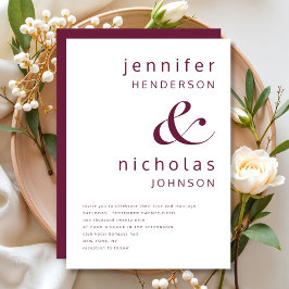 Convite Casamento de Borgonha Moderna Elegante