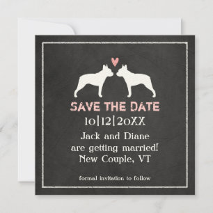 Convite Casamento de Boston Terriers Salve a Data