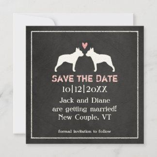 Convite Casamento de Boston Terriers Salve a Data