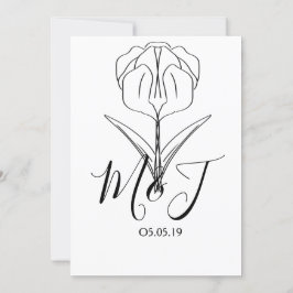 Convite Casamento de Botânica Floral de Tulipa Minimalista