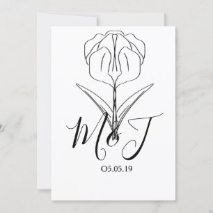 Convite Casamento de Botânica Floral de Tulipa Minimalista