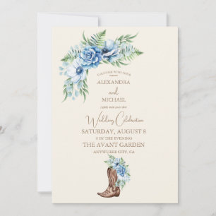 Convite Casamento de Botas de Cowboy Ocidentais com Florai