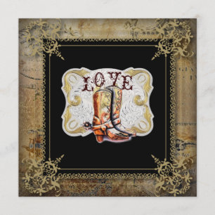 Convite casamento de botas de cowboy ocidental