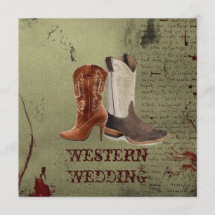 Convite casamento de botas de cowboy ocidental