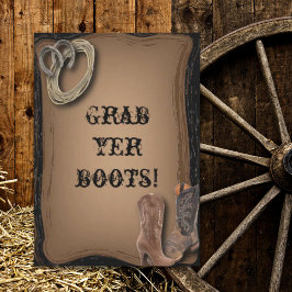 Convite casamento de botas de cowboy ocidental