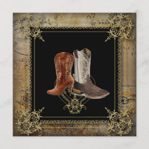 Convite casamento de botas de cowboy ocidental