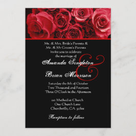 Convite Casamento de Bouquet de Rosa Negra Vermelha