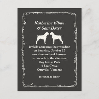 Convite Casamento de Boxer Dog Silhouettes