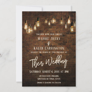 Convite Casamento de Brick Edison Lights v2 de Allison