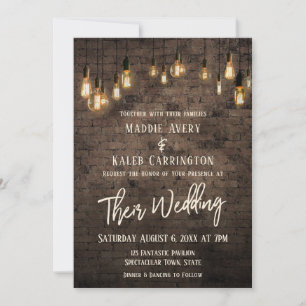 Convite Casamento de Brick Edison Luzes de Allison v4