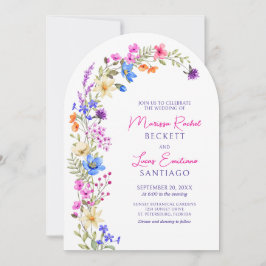 Convite Casamento de Bright Vivid Colors Wildflower