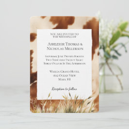 Convite Casamento de Brown Cream Cowhide