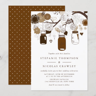Convite Casamento de Brown Hanging Mason Jars