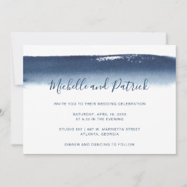 Convite Casamento de Brushderc com Marinho Azul de Creativ