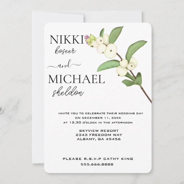 Convite Casamento de Buds Flores Brancas de Lotus Brancas  (Frente)